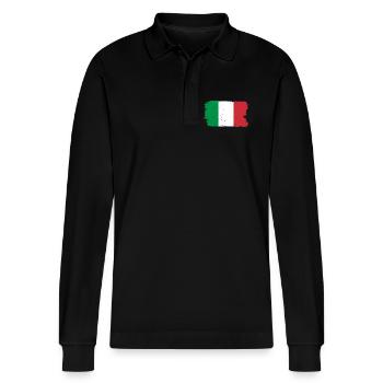 Brushstroke Italy Flag - Stanley/Stella Organic Unisex Long-Sleeved Polo Shirt Prepster - black - Front - Anna (173cm) & Nico (186cm)