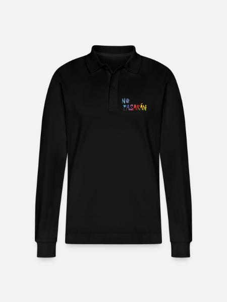 No Pasaran - Stanley/Stella Organic Unisex Long-Sleeved Polo Shirt Prepster - black