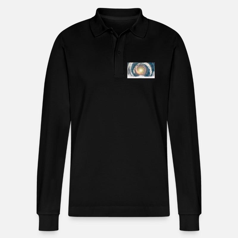 Himmlischer Lichtstrahl - Stanley/Stella Unisex Bio-Langarm-Poloshirt Prepster - Schwarz