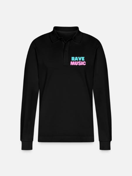 Rave Music Neon 3D - Stanley/Stella Organic Unisex Long-Sleeved Polo Shirt Prepster - black