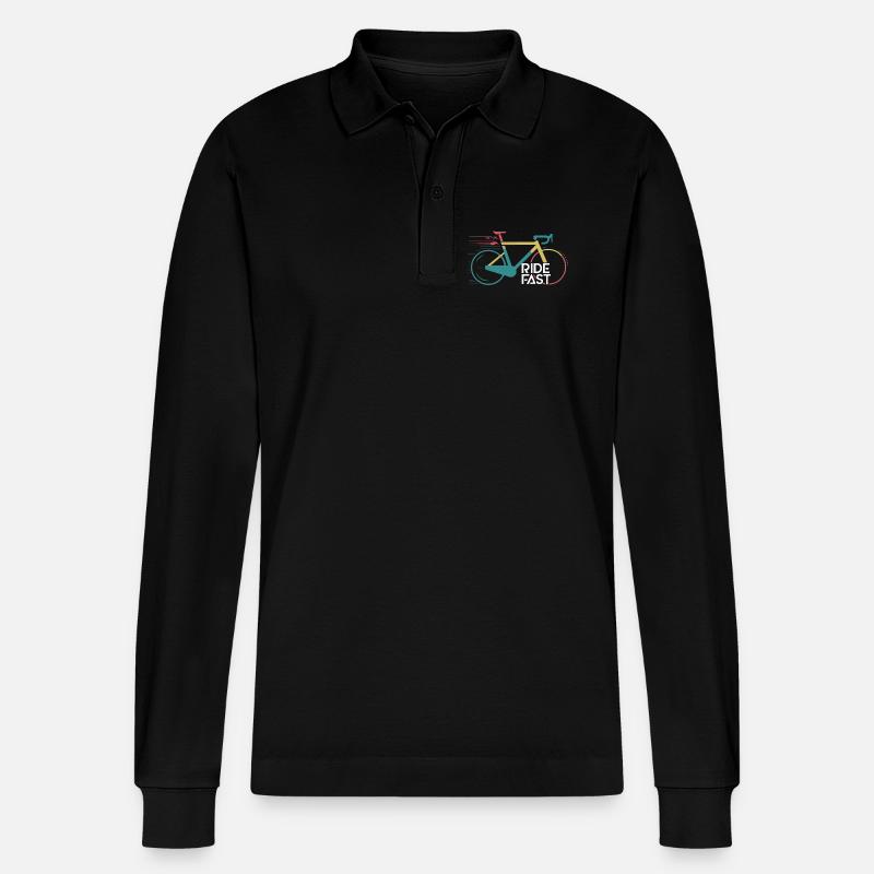 Lebendiges Speed Bike Druckdesign - Stanley/Stella Unisex Bio-Langarm-Poloshirt Prepster - Schwarz