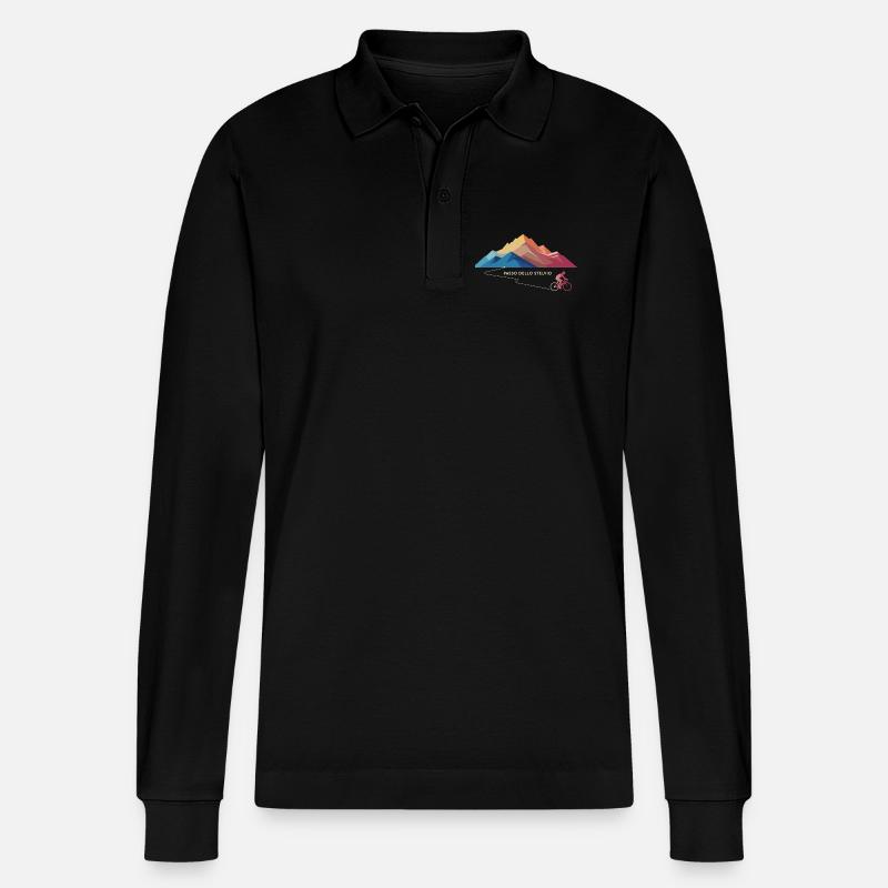 Passo Dello Stelvio Cycling Climb - Polo a manica lunga ecologica unisex Prepster di Stanley/Stella - nero