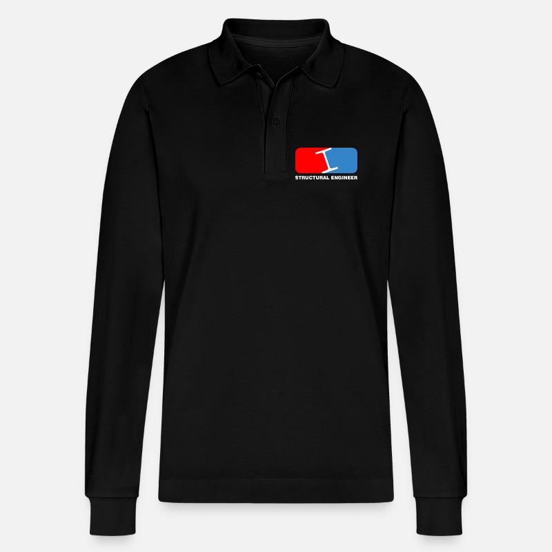 Structural Engineer League White Text - Stanley/Stella Organic Unisex Long-Sleeved Polo Shirt Prepster - black