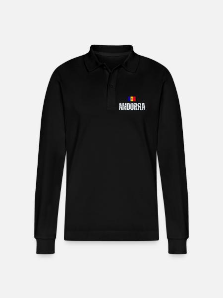 Drapeau d’Andorre, fierté andorrane - Polo à manches longues bio PREPSTER Stanley/Stella Unisexe - noir