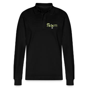 Tahiti (lime) - Stanley/Stella Organic Unisex Long-Sleeved Polo Shirt Prepster - black - Front - Anna (173cm) & Nico (186cm)