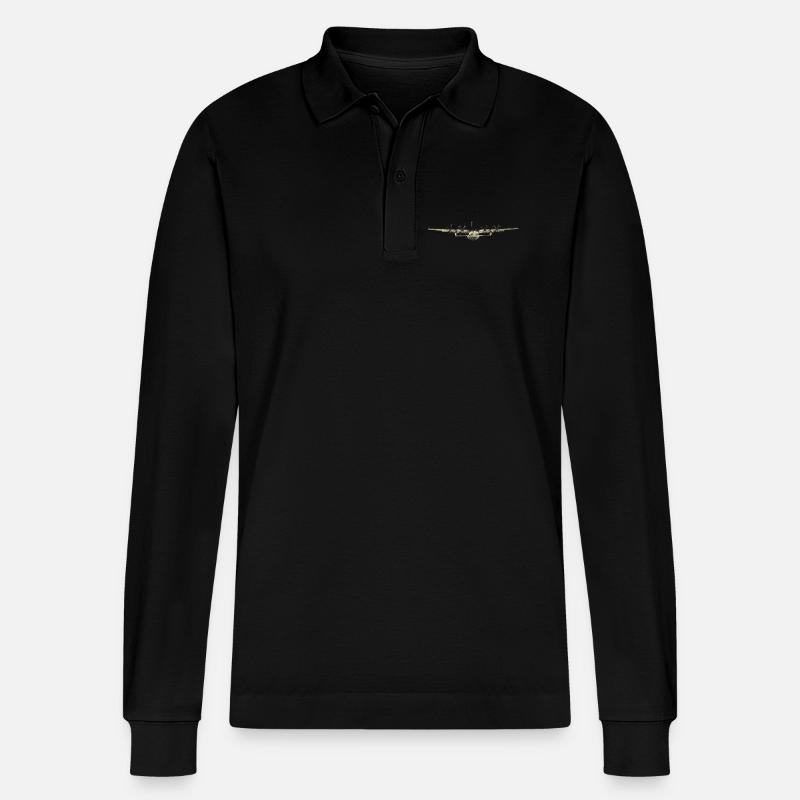 C-130 Herkules - Stanley/Stella Unisex Bio-Langarm-Poloshirt Prepster - Schwarz