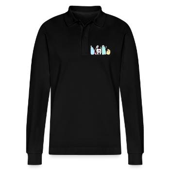 Receptionist Dentist - Stanley/Stella Organic Unisex Long-Sleeved Polo Shirt Prepster - black - Front - Anna (173cm) & Nico (186cm)