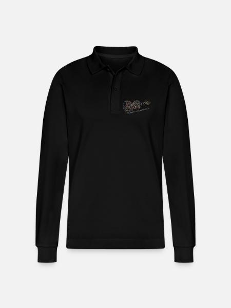 Violin Music Instrument Drawing Art Print - Stanley/Stella Organic Unisex Long-Sleeved Polo Shirt Prepster - black
