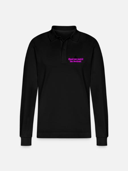 quod me nutrit me destruit - Stanley/Stella Organic Unisex Long-Sleeved Polo Shirt Prepster - black