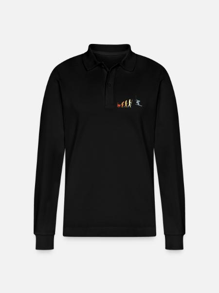 Development of a skier - Stanley/Stella Organic Unisex Long-Sleeved Polo Shirt Prepster - black