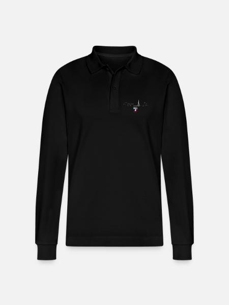 Paris Skyline Line Art - Stanley/Stella Organic Unisex Long-Sleeved Polo Shirt Prepster - black