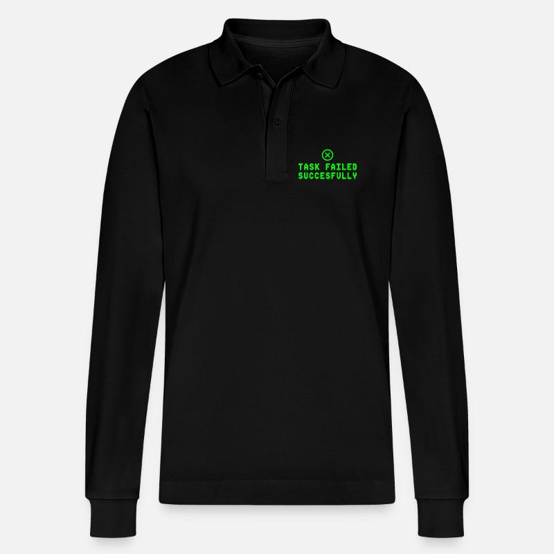 Task Failed Successfully IT Paradoxon - Stanley/Stella Unisex Bio-Langarm-Poloshirt Prepster - Schwarz