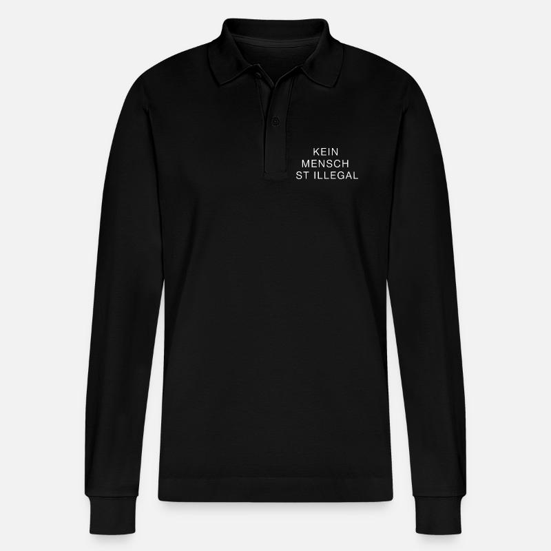 Kein Mensch ist illegal – Statement Design - Stanley/Stella Unisex Bio-Langarm-Poloshirt Prepster - Schwarz