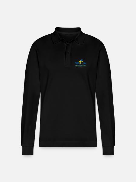 Curling Rocks Sweden Fan Merch - Stanley/Stella Organic Unisex Long-Sleeved Polo Shirt Prepster - black