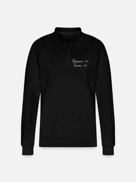 Dream Team Heart Typography - Stanley/Stella Organic Unisex Long-Sleeved Polo Shirt Prepster - black