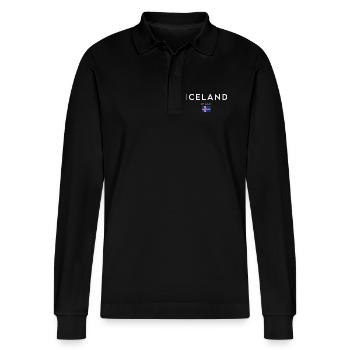 Flagge von Island, Isländischer Stolz - Stanley/Stella Unisex Bio-Langarm-Poloshirt Prepster - Schwarz - Vorne - Anna (173cm) & Nico (186cm)