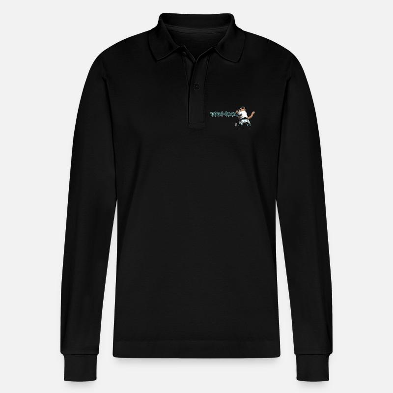 Katze Graffiti Hunde saugen - Stanley/Stella Unisex Bio-Langarm-Poloshirt Prepster - Schwarz