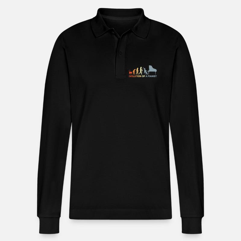 Piano Evolution - Stanley/Stella Unisex Bio-Langarm-Poloshirt Prepster - Schwarz