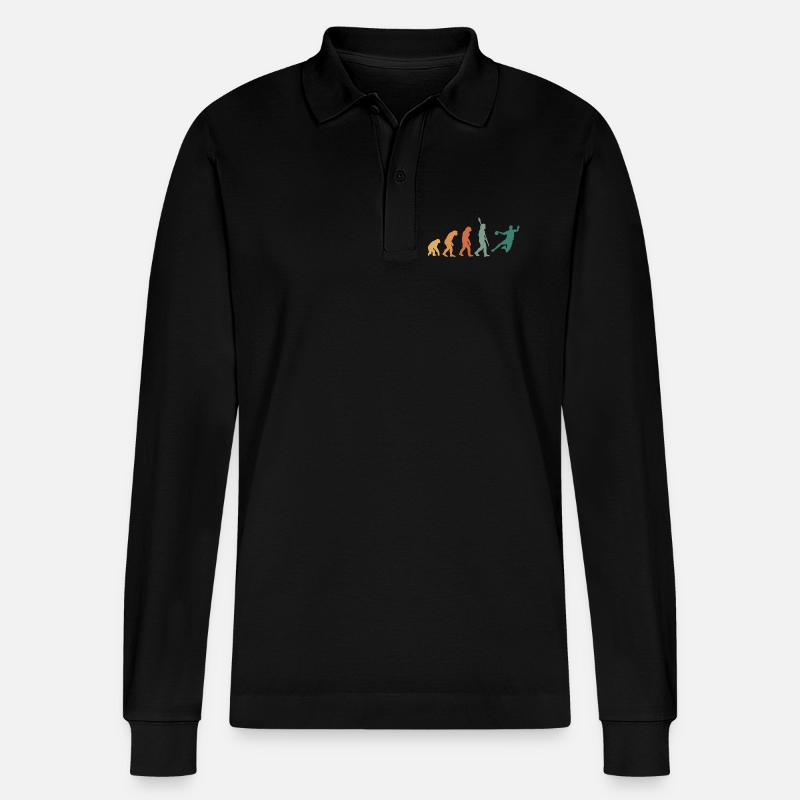 Evolution Handball Retro - Stanley/Stella Unisex Bio-Langarm-Poloshirt Prepster - Schwarz