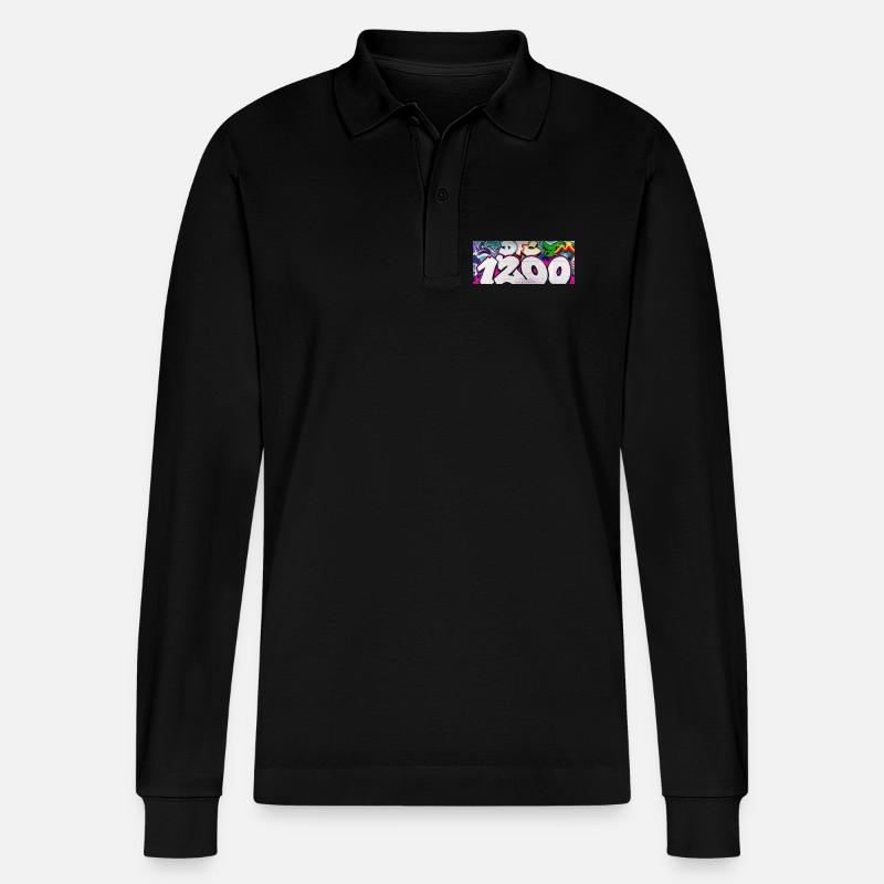 1200 GRAVITY EDIT_1 - Stanley/Stella Organic Unisex Long-Sleeved Polo Shirt Prepster - black
