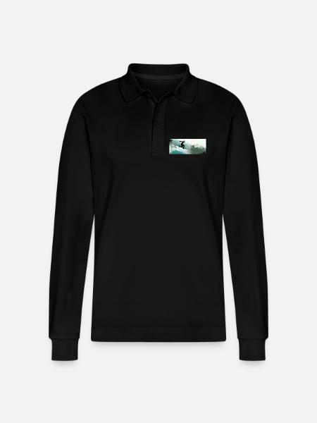 Im Rausch der Wellen - Stanley/Stella Unisex Bio-Langarm-Poloshirt Prepster - Schwarz