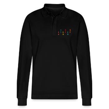 anniversary. Anniversary Decade. humor. funny - Stanley/Stella Organic Unisex Long-Sleeved Polo Shirt Prepster - black - Front - Anna (173cm) & Nico (186cm)