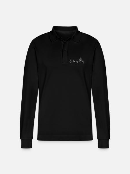 daddy son cardiogram love - Stanley/Stella Organic Unisex Long-Sleeved Polo Shirt Prepster - black