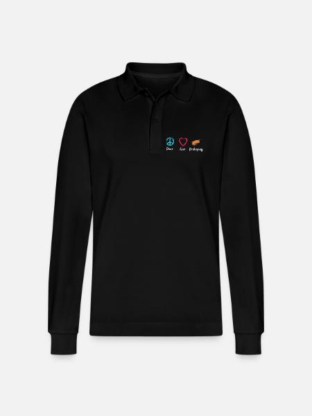 Peace Love Beekeeping - Stanley/Stella Organic Unisex Long-Sleeved Polo Shirt Prepster - black