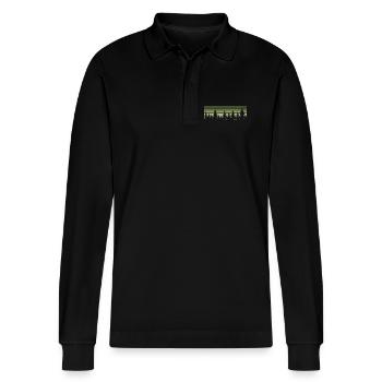 Wald Natur Bäume Naturliebhaber Waldliebhaber - Stanley/Stella Unisex Bio-Langarm-Poloshirt Prepster - Schwarz - Vorne - Anna (173cm) & Nico (186cm)