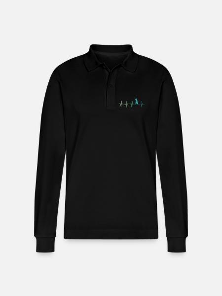 blacksmith hammer heartbeat metalworker - Stanley/Stella Organic Unisex Long-Sleeved Polo Shirt Prepster - black