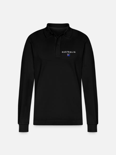 Australian flag, Australian pride - Stanley/Stella Organic Unisex Long-Sleeved Polo Shirt Prepster - black