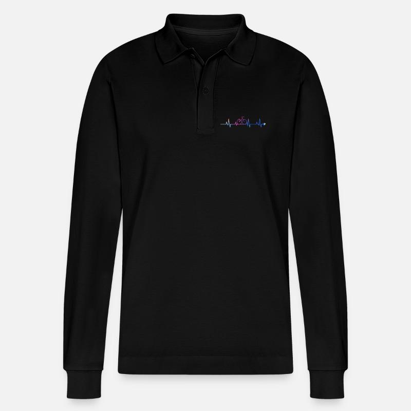 Fahrradherz Gradient - Stanley/Stella Unisex Bio-Langarm-Poloshirt Prepster - Schwarz