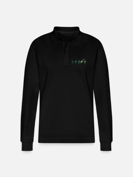 Forest Heartbeat Lumberjack Chainsaw - Stanley/Stella Organic Unisex Long-Sleeved Polo Shirt Prepster - black