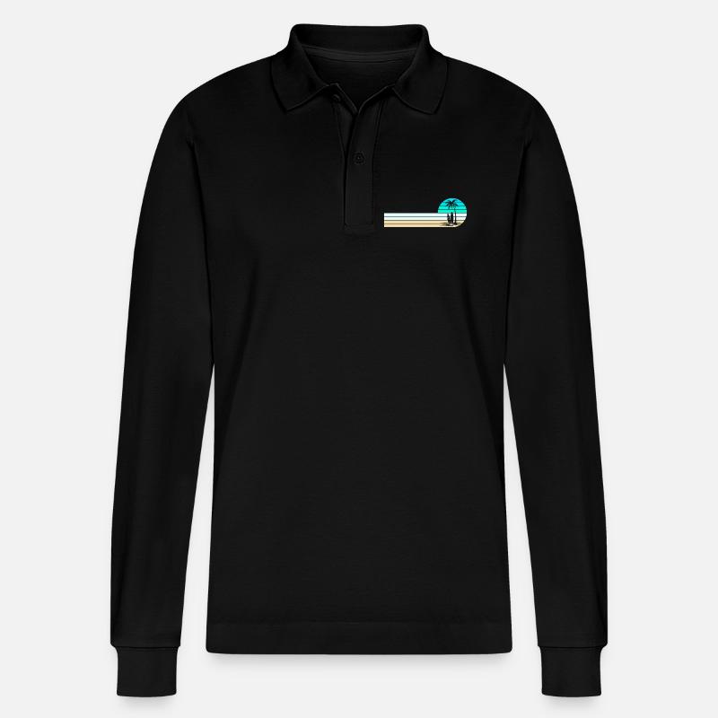 Skyline des Strandes - Stanley/Stella Unisex Bio-Langarm-Poloshirt Prepster - Schwarz