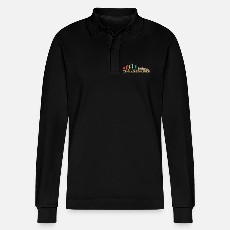 Illustration der Formel-Evolution - Stanley/Stella Unisex Bio-Langarm-Poloshirt Prepster - Schwarz