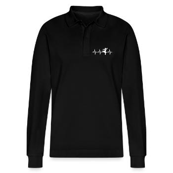 Ballett Tänzerin Kardiogramm - Stanley/Stella Unisex Bio-Langarm-Poloshirt Prepster - Schwarz - Vorne - Anna (173cm) & Nico (186cm)