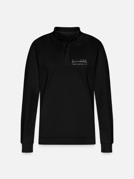 Große Schwester 2027 Herzschlag Dänisch - Stanley/Stella Unisex Bio-Langarm-Poloshirt Prepster - Schwarz