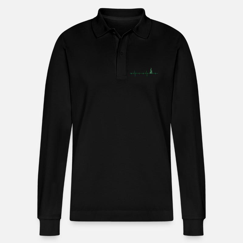Weihnachtsbaum Puls Kunstwerk - Stanley/Stella Unisex Bio-Langarm-Poloshirt Prepster - Schwarz