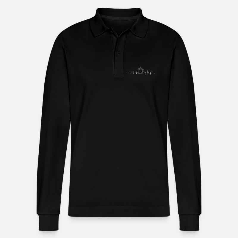 Coffee Pulse Mug Artwork - Stanley/Stella Organic Unisex Long-Sleeved Polo Shirt Prepster - black
