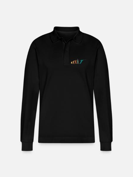 Evolution Retro Fencing - Stanley/Stella Organic Unisex Long-Sleeved Polo Shirt Prepster - black
