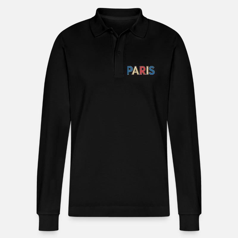 Pariser Farbblocktypografie - Stanley/Stella Unisex Bio-Langarm-Poloshirt Prepster - Schwarz