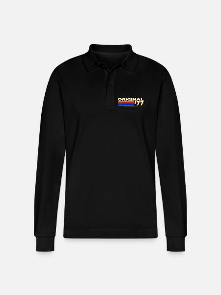 Original 77 Rainbow Retro - Stanley/Stella Organic Unisex Long-Sleeved Polo Shirt Prepster - black