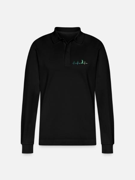 Basketball Heartbeat Basketball Player - Stanley/Stella Organic Unisex Long-Sleeved Polo Shirt Prepster - black