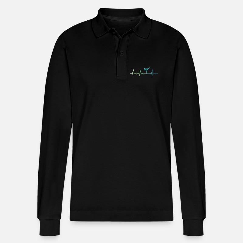 Karate Kara-Te Herzschlag Karate - Stanley/Stella Unisex Bio-Langarm-Poloshirt Prepster - Schwarz