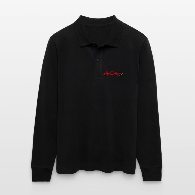 Cardio-Herzfrequenz, Biene mit Stachel oder Pfeil Stanley/Stella Unisex Bio-Langarm-Poloshirt Prepster