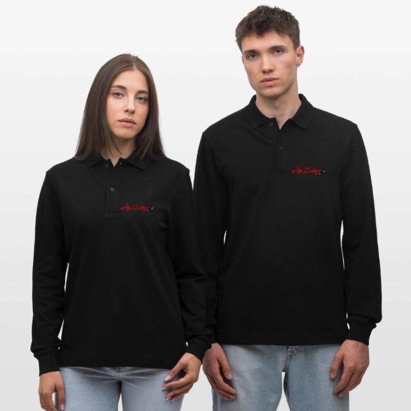 Cardio-Herzfrequenz, Biene mit Stachel oder Pfeil Stanley/Stella Unisex Bio-Langarm-Poloshirt Prepster