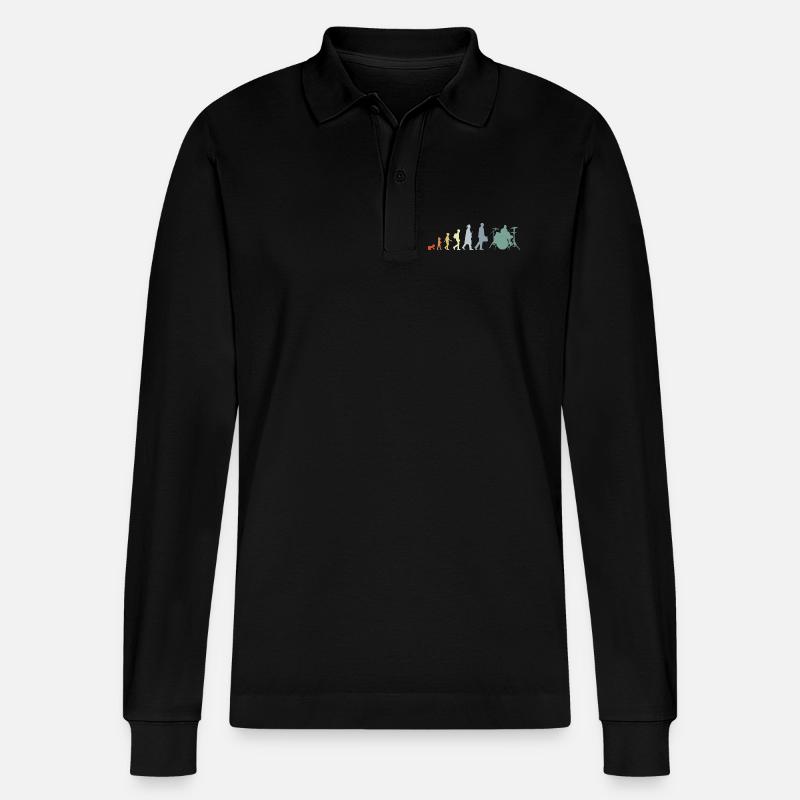 Drummer Evolution - Stanley/Stella Organic Unisex Long-Sleeved Polo Shirt Prepster - black