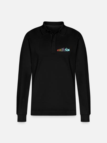 Evolution Mechanic Humor Mechanic Garage - Stanley/Stella Organic Unisex Long-Sleeved Polo Shirt Prepster - black