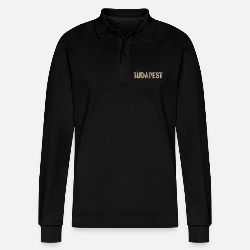 BUDAPEST – Conception typographique architecturale - Polo à manches longues bio PREPSTER Stanley/Stella Unisexe - noir