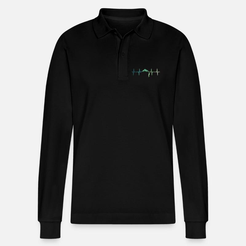Kletternder Herzschlag-Kletterer - Stanley/Stella Unisex Bio-Langarm-Poloshirt Prepster - Schwarz